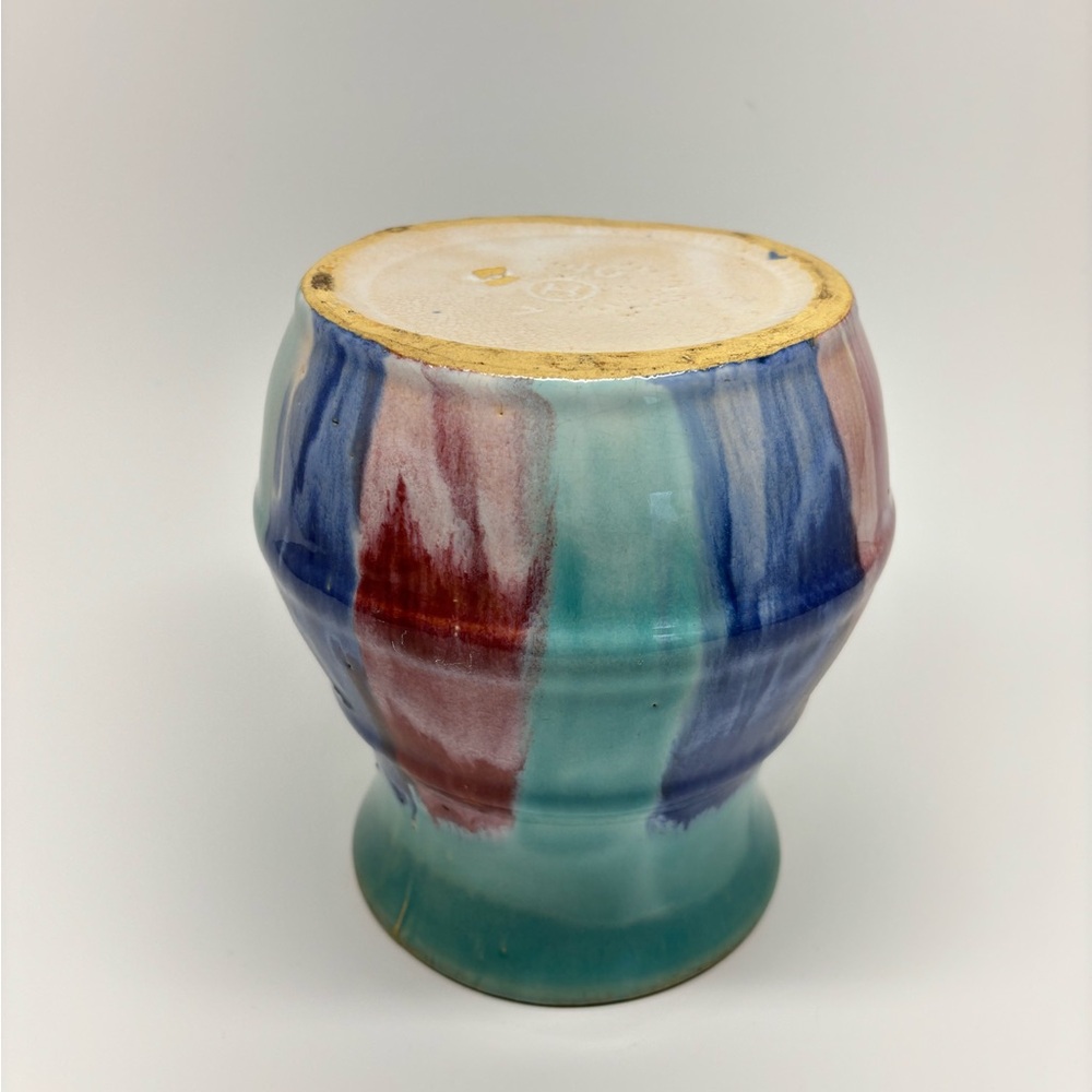 Vintage 1920'S Early Hull Art Pottery 6.75" Striped Ribbed Vase - Picture 6 of 10